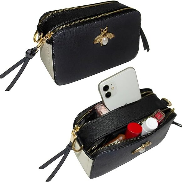 Small Leather Camera Crossbody Bag Women Trendy Compact Shoulder Purse - Picture 4 of 7